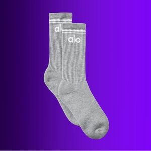 ALO Yoga Unisex Throwback Sock ** NEW ** Heather Gray/White ** Medium